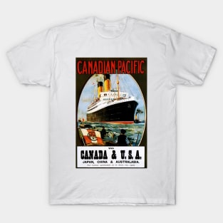 TO CANADA & USA Japan China Australasia Vintage Travel Advertisement T-Shirt